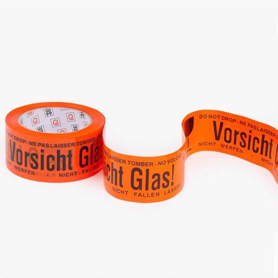 PP Warnklebeband Vorsicht Glas schwarz orange 66m x 50mm 400082