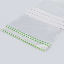 Minigrip Druckverschlussbeutel biobased aus biobasiertem Polyethylen mit Beschriftungsfeld